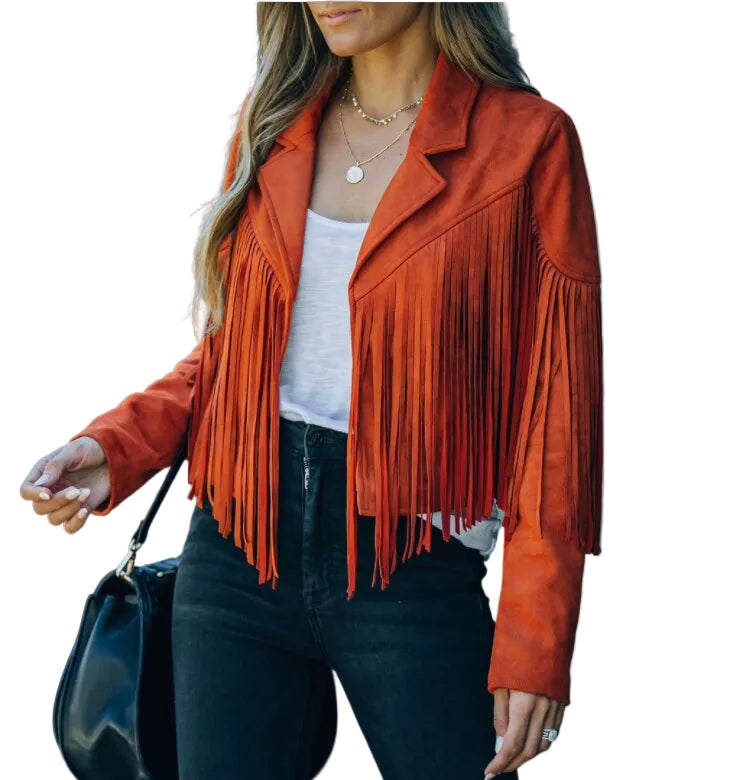 Veste de Moto Femme à Franges 0