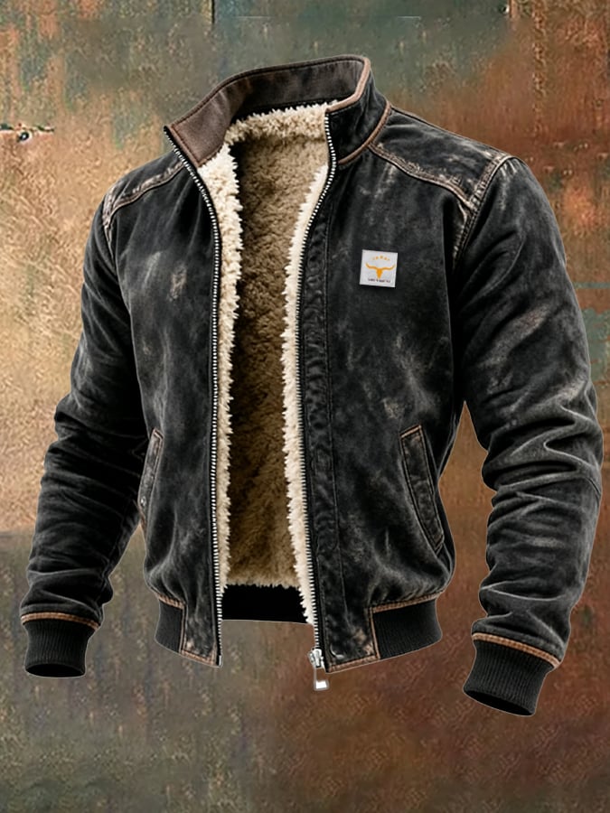 Veste en Cuir Thermique pour Hommes au Style Vintage 4