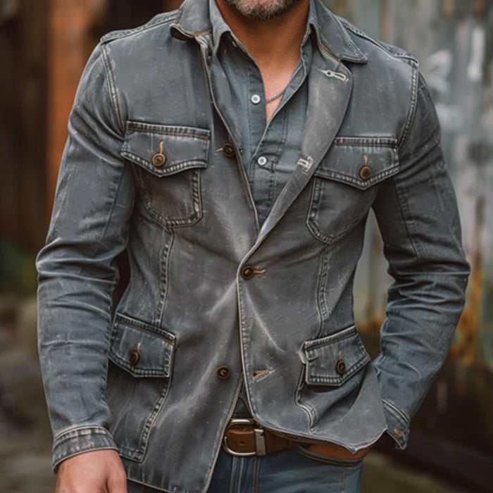 Veste en Jean Délavé pour Homme Classique 2