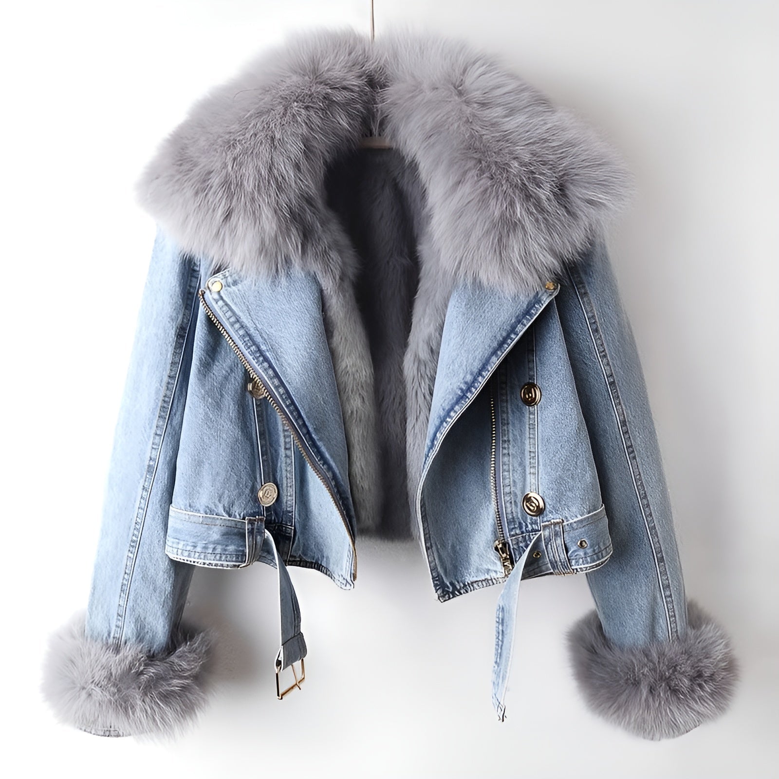 Veste en Jean Femme avec Col Amovible 0