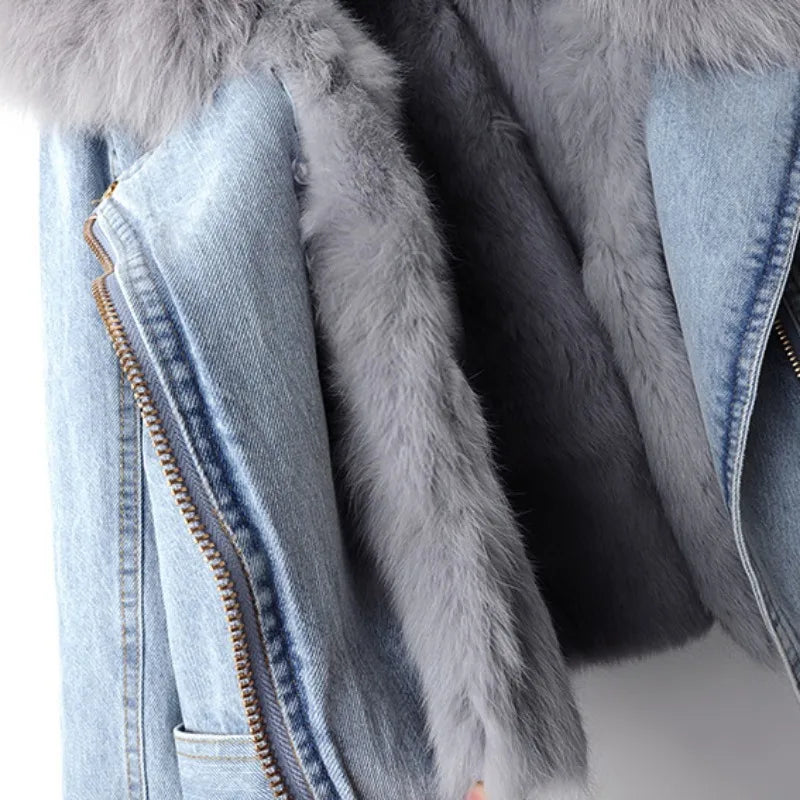 Veste en Jean Femme avec Col Amovible 5