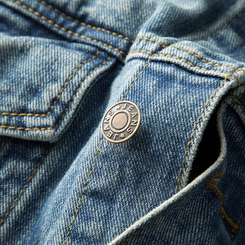 Veste en Jean Homme Ajustée en Denim Royal 3