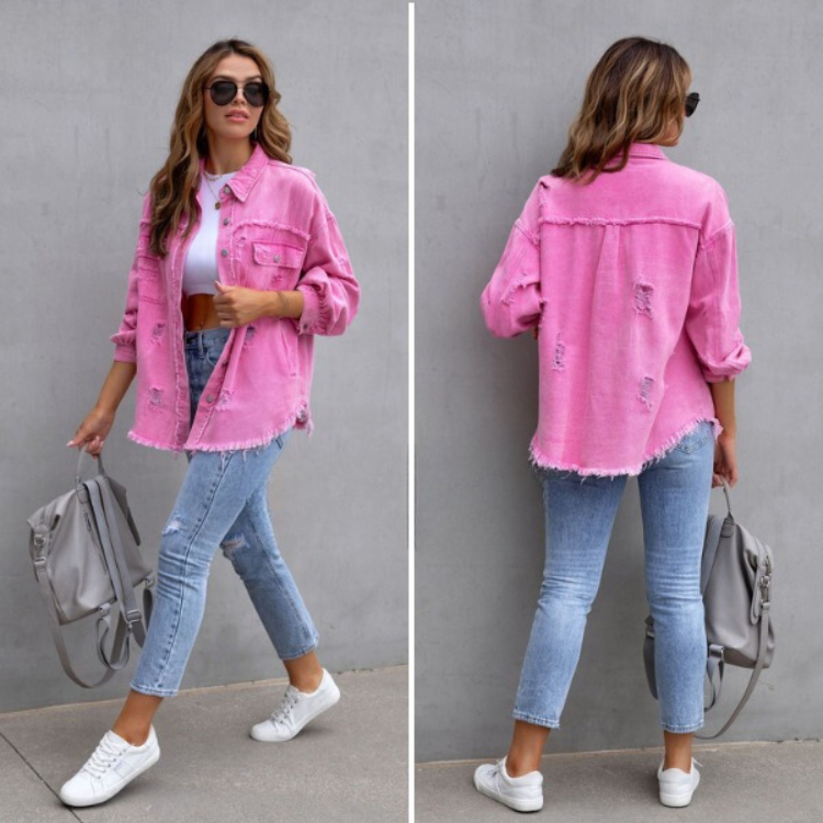 Veste en Jean Tattered pour Femme 2