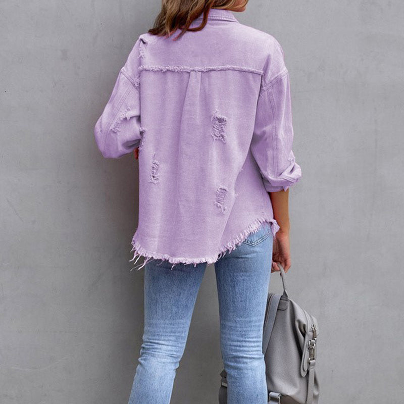 Veste en Jean Tattered pour Femme 4