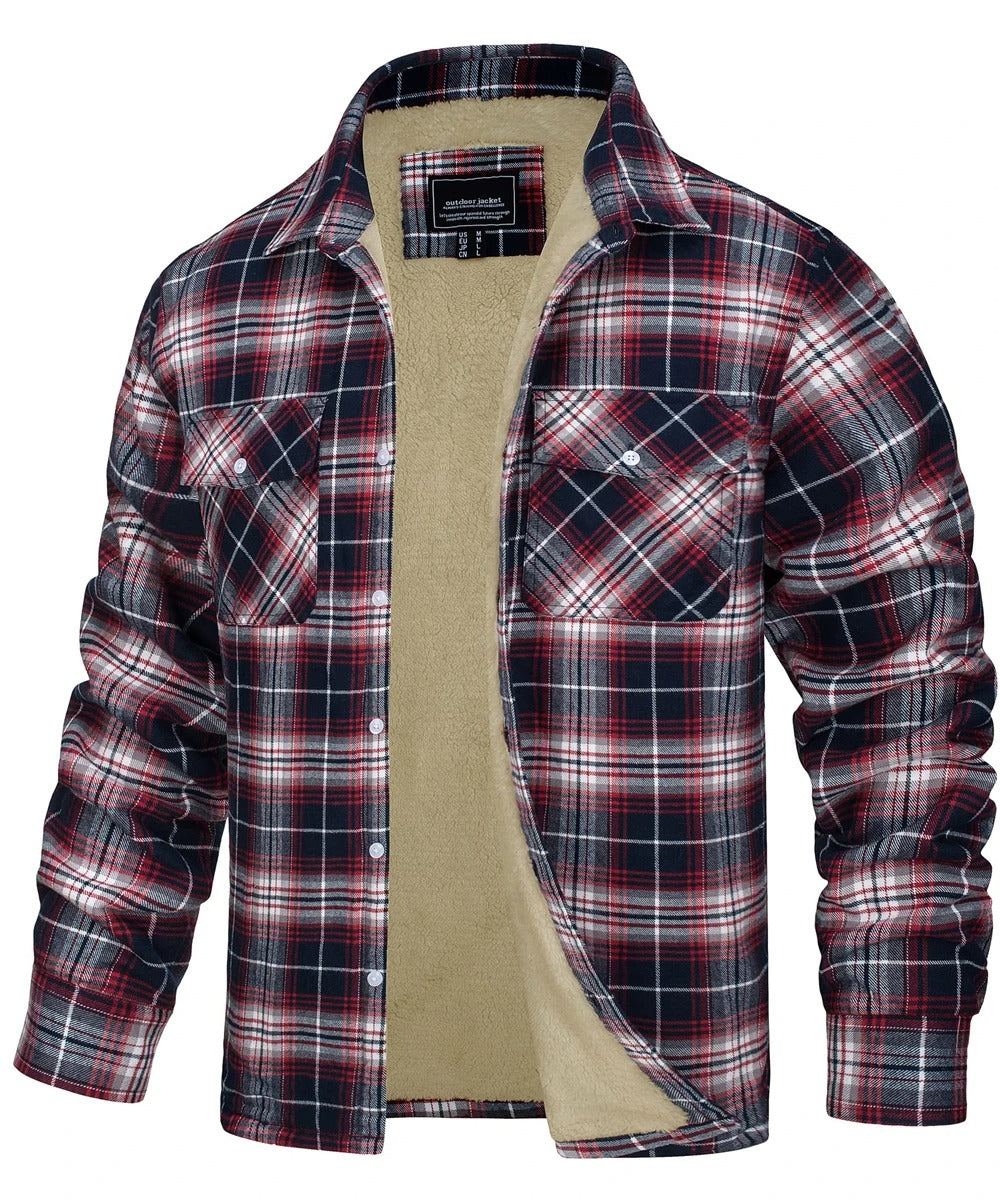 Veste en flanelle à carreaux pour homme, style coton 2