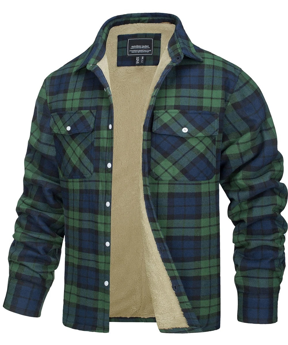Veste en flanelle à carreaux pour homme, style coton 3