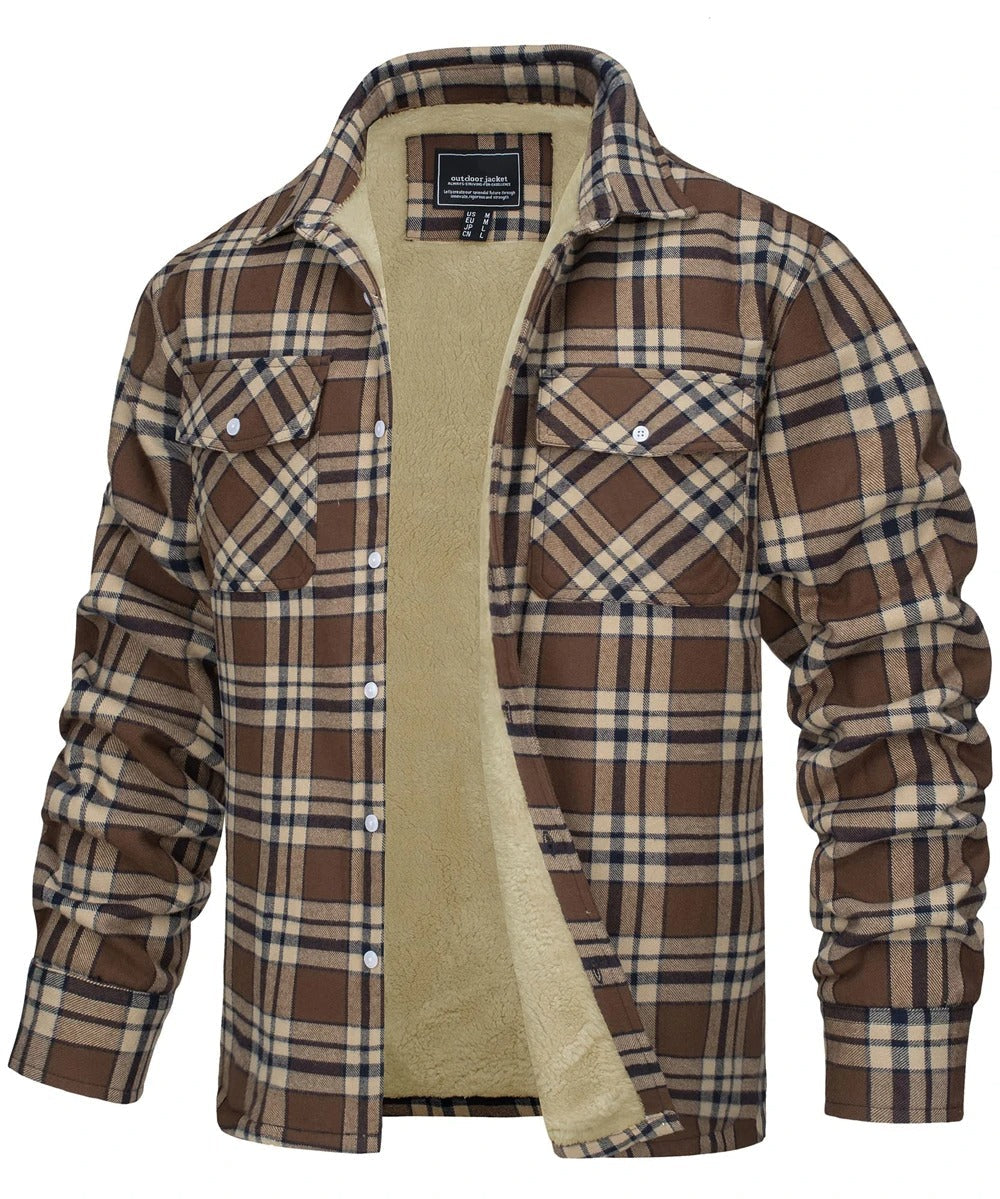 Veste en flanelle à carreaux pour homme, style coton 5