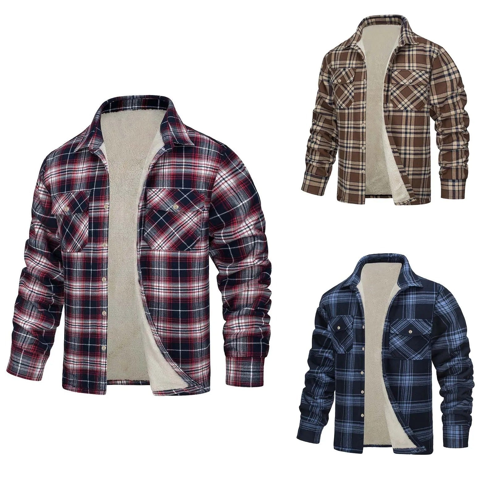 Veste en flanelle à carreaux pour homme, style coton 6