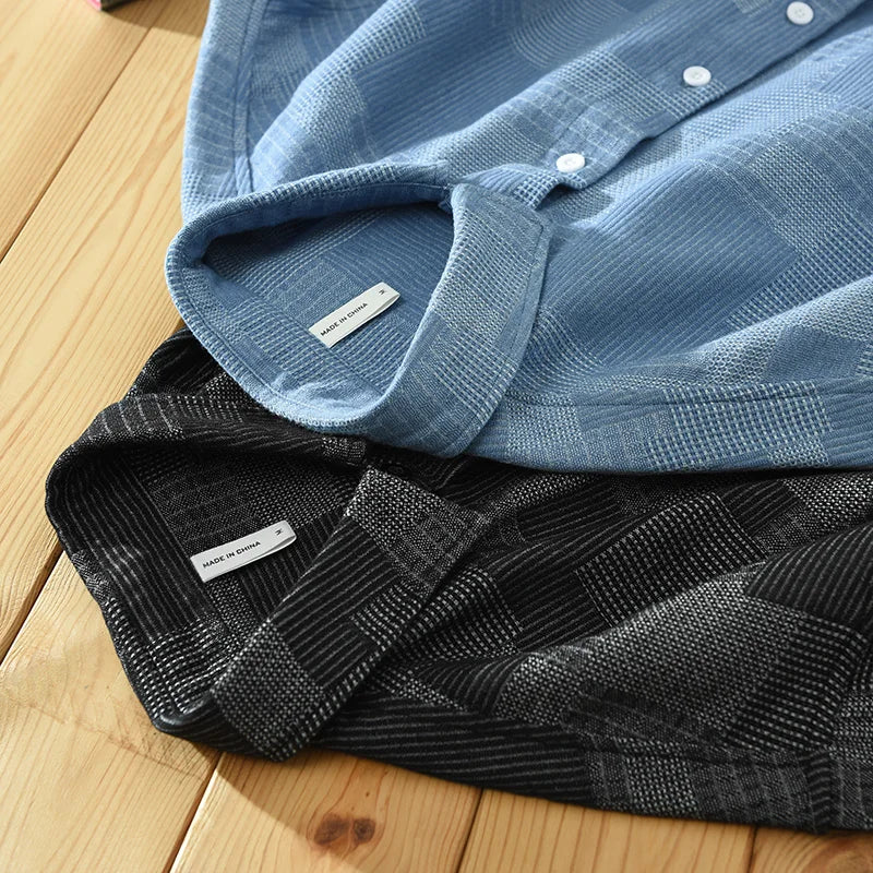 Chemise Homme Patchwork Élégante en Coton et Polyester 6