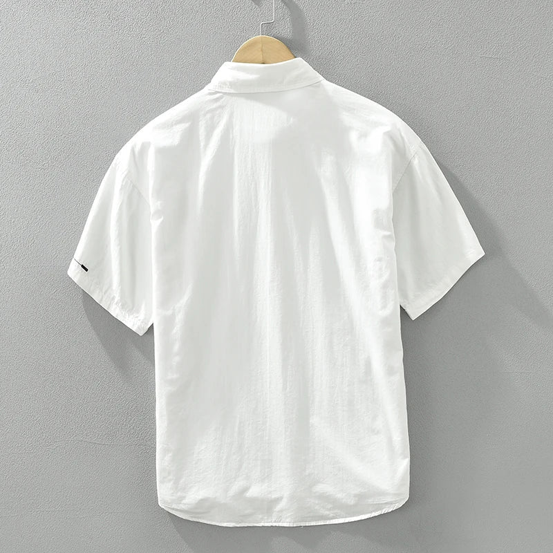 Chemise Homme Manche Courte Coton Décontractée Élégante 3