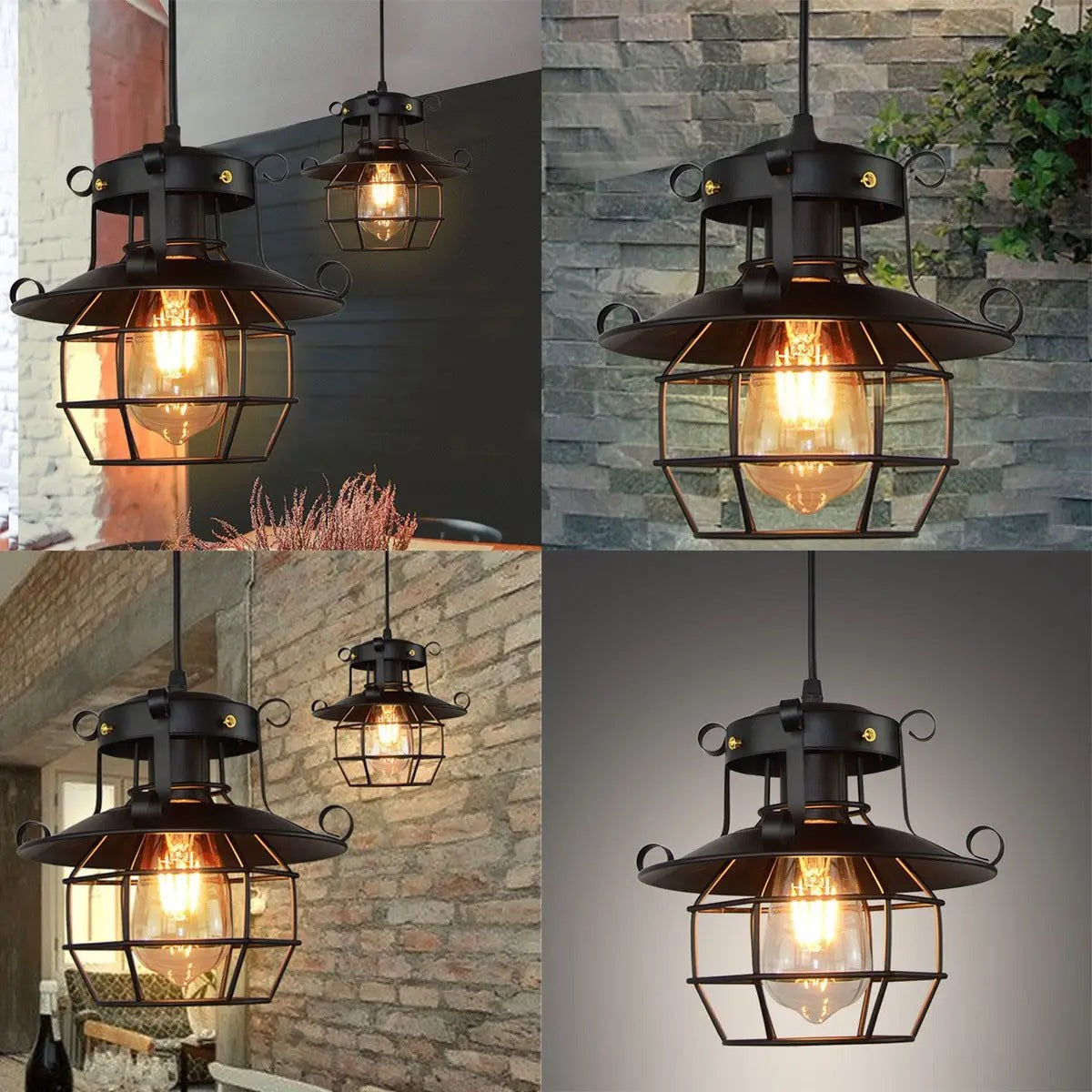Lampe suspendue rétro industrielle