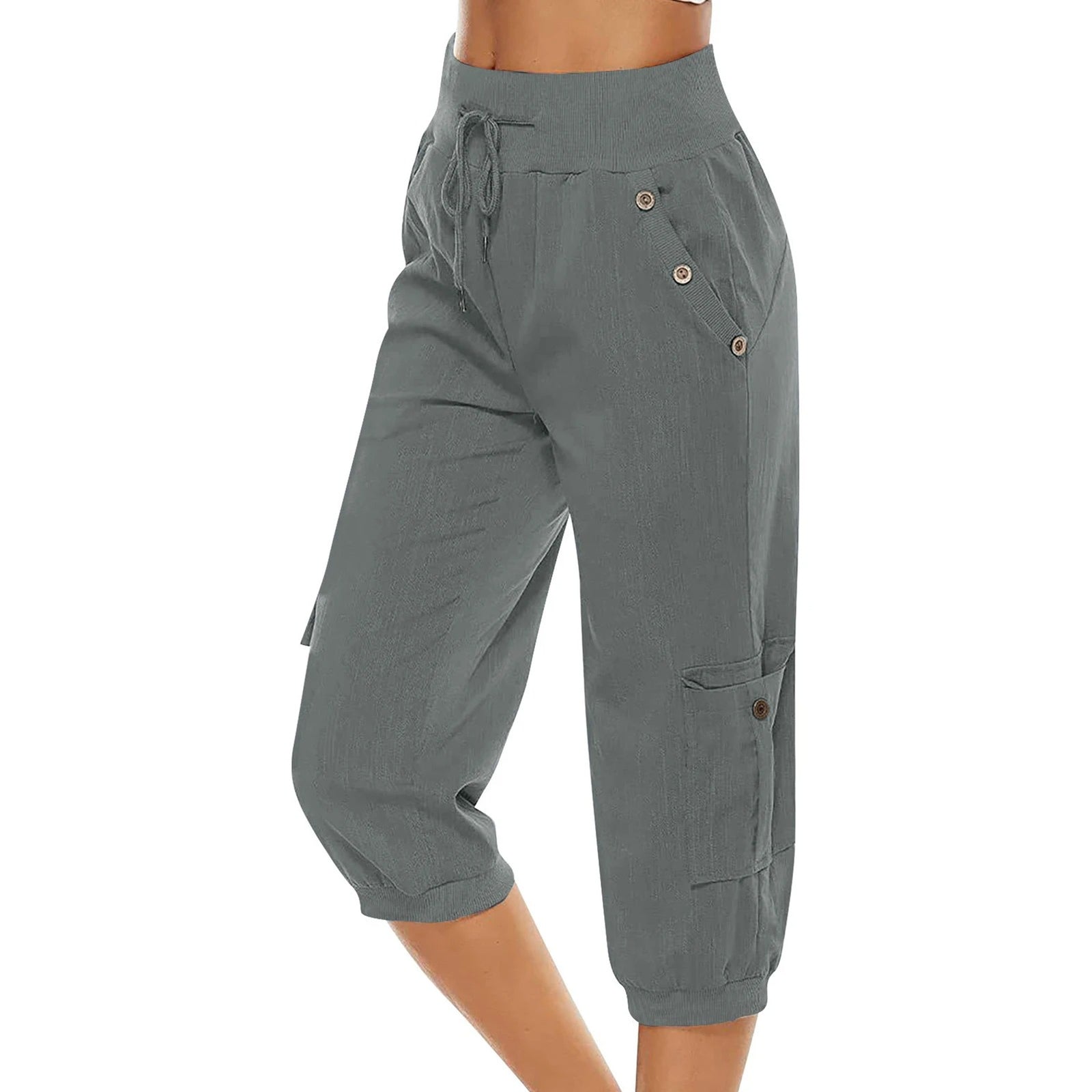 Pantalon court à taille élastique pour femmes