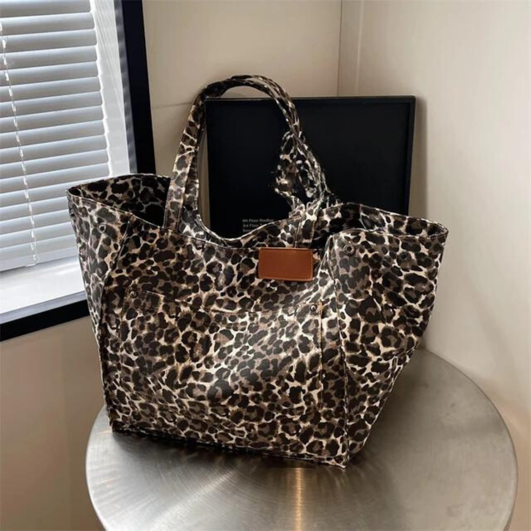Sac à bandoulière oversize imprimé léopard
