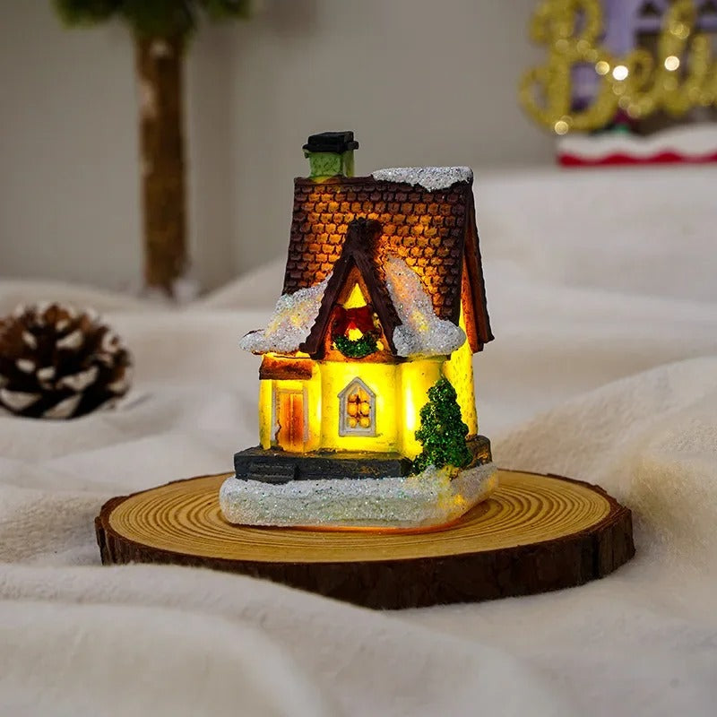 Ensemble de 6 maisons de village à LED pour scène de Noël