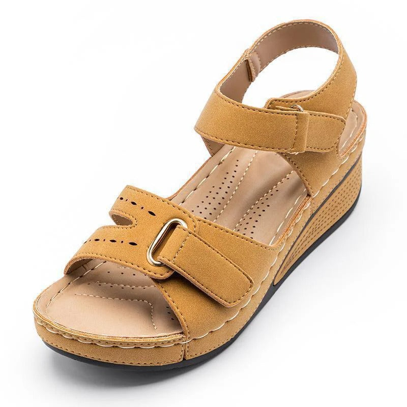 Sandales Femmes Orthopédiques Confortables Cuir Synthétique Plat Forme Élevée