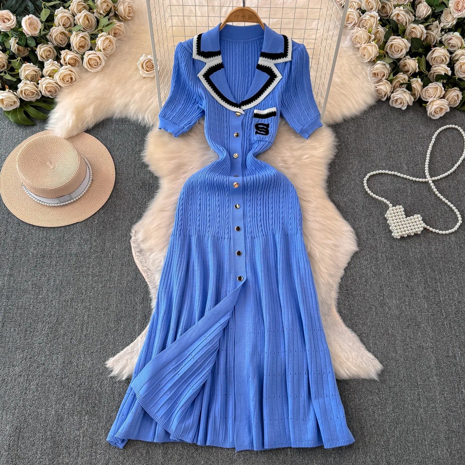 Robe chemise longue en tricot pour femmes