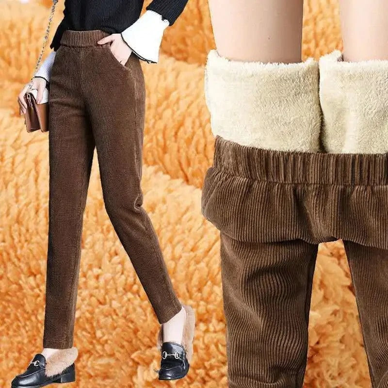 Pantalon chaud en velours côtelé pour femmes