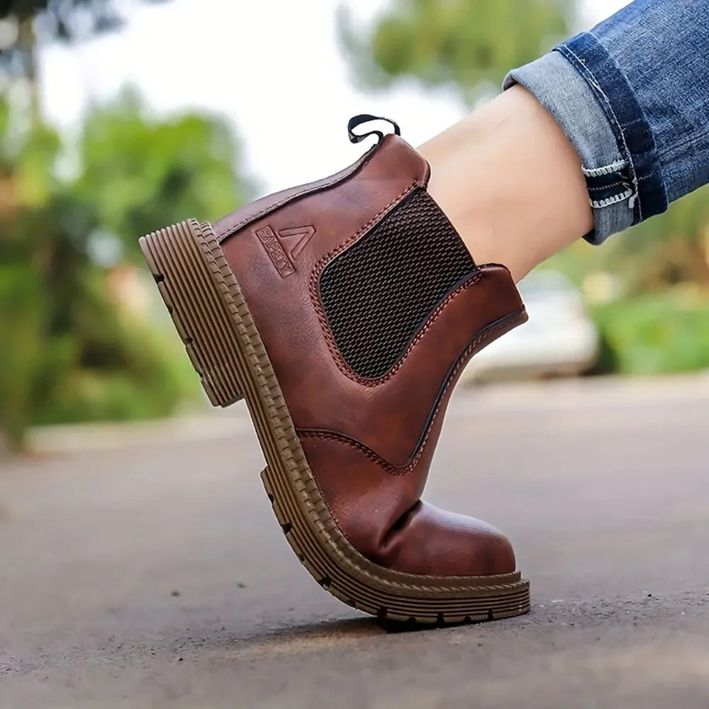 Chaussures de travail en cuir de sécurité imperméables pour hommes