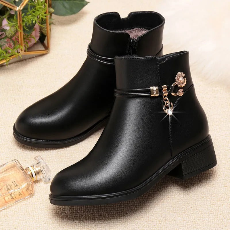 Bottes strass en cuir souple pour femmes