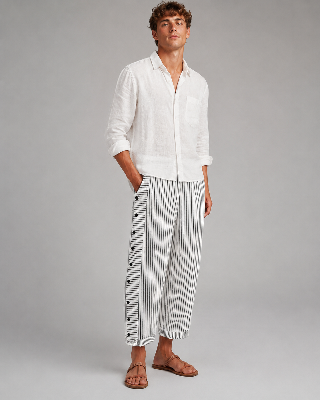Pantalon Hommes Décontracté avec Poches Latérales