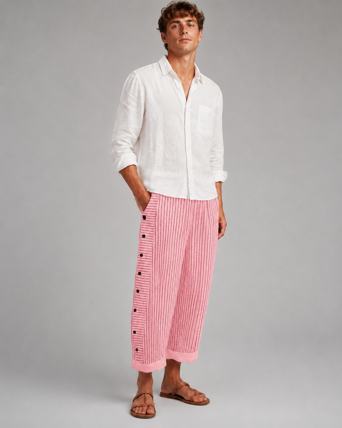 Pantalon Hommes Décontracté avec Poches Latérales