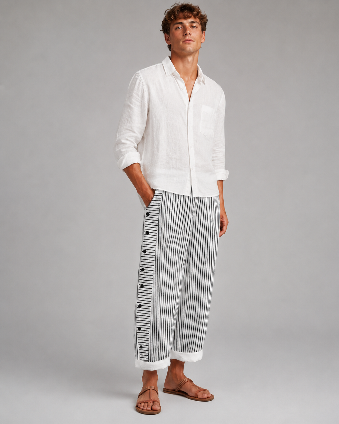 Pantalon Hommes Décontracté avec Poches Latérales