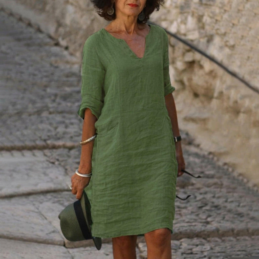 Robe Femme Décontractée Col en V Fluide