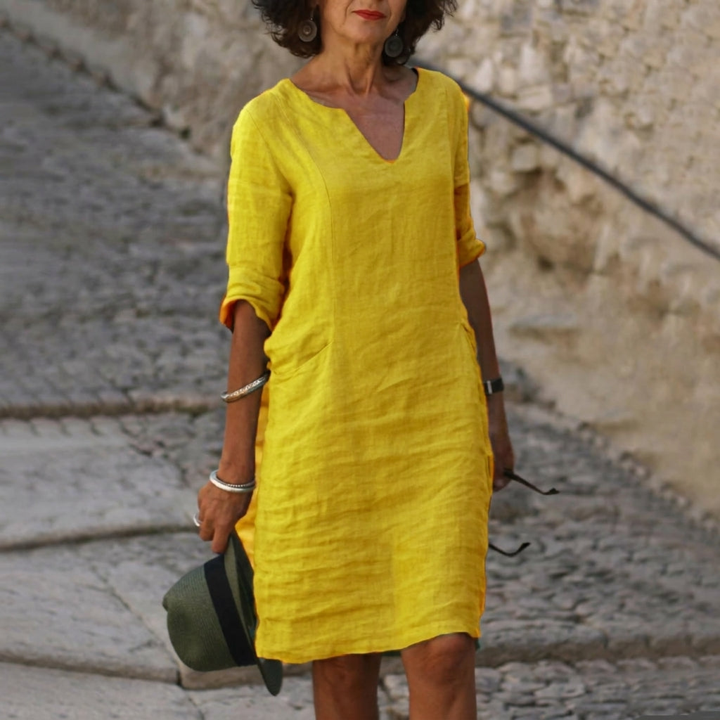 Robe Femme Décontractée Col en V Fluide