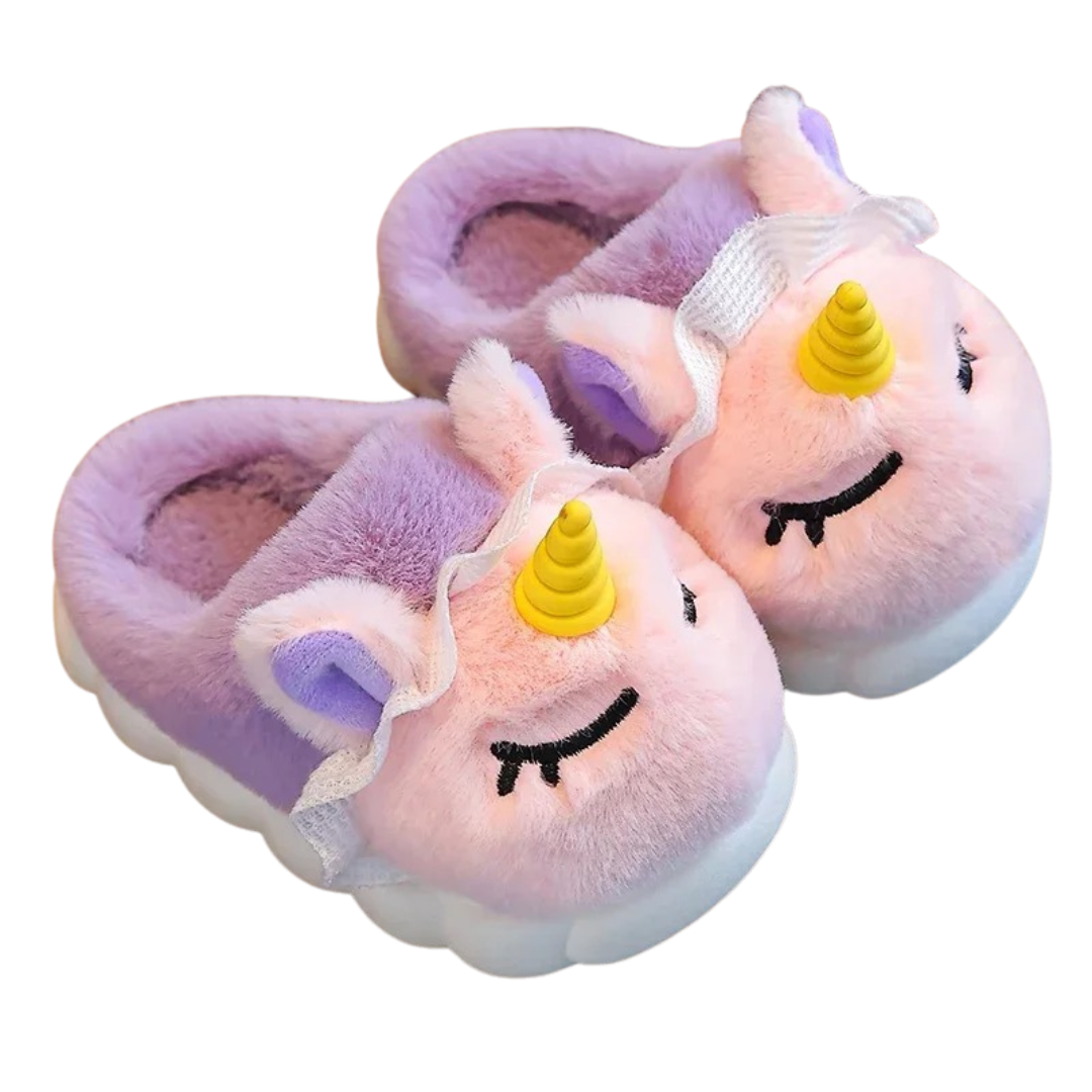 Chaussons en peluche licorne pour enfants