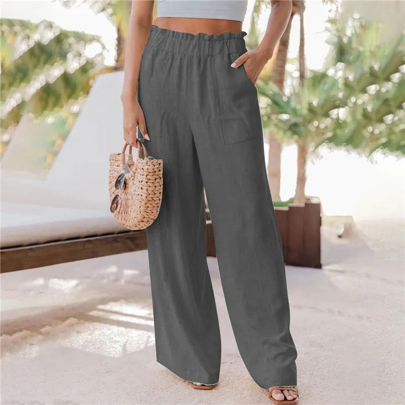 Pantalon large à volants pour femmes