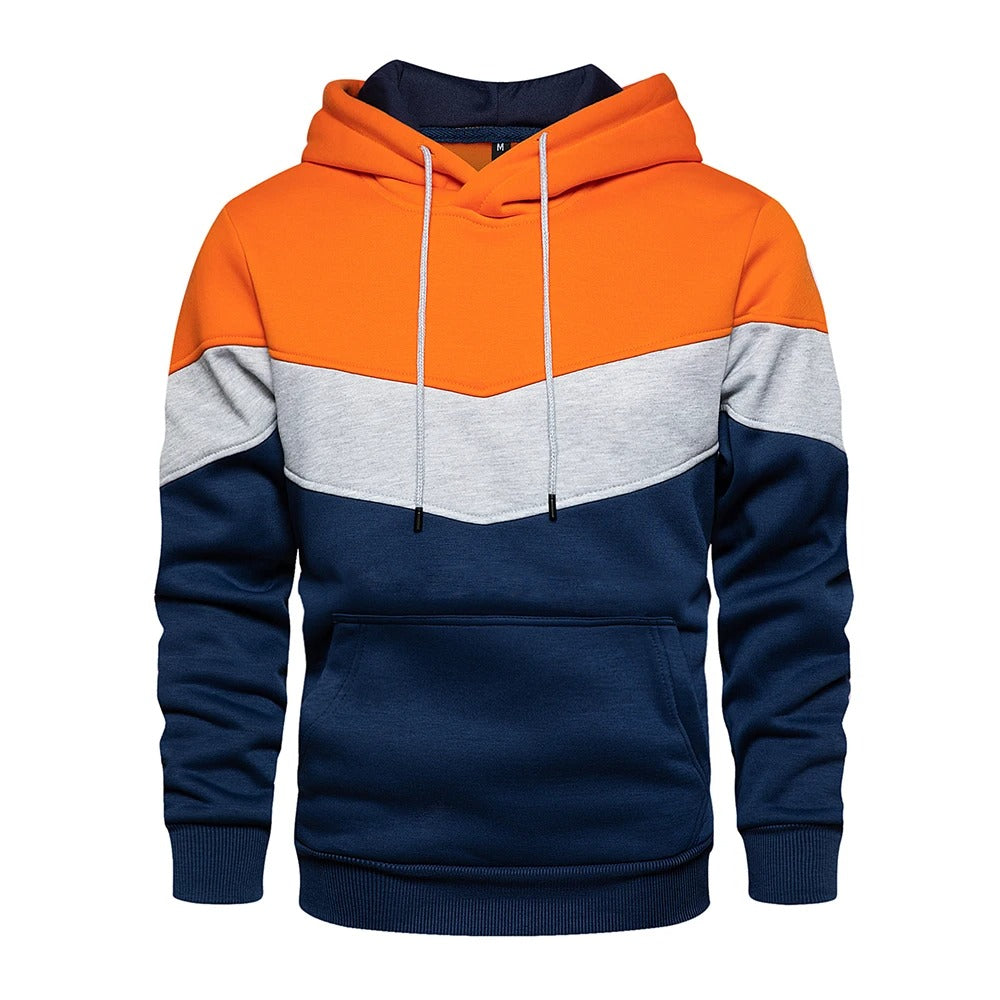 Sweat à capuche en polaire patchwork pour hommes