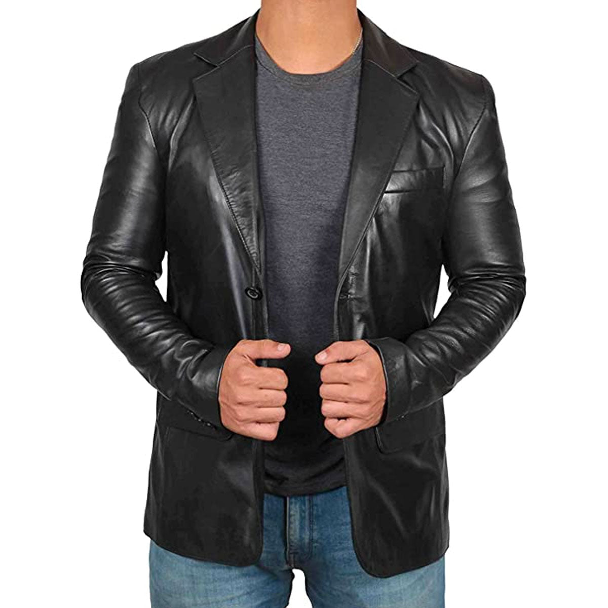 veste blazer en cuir pour homme 0