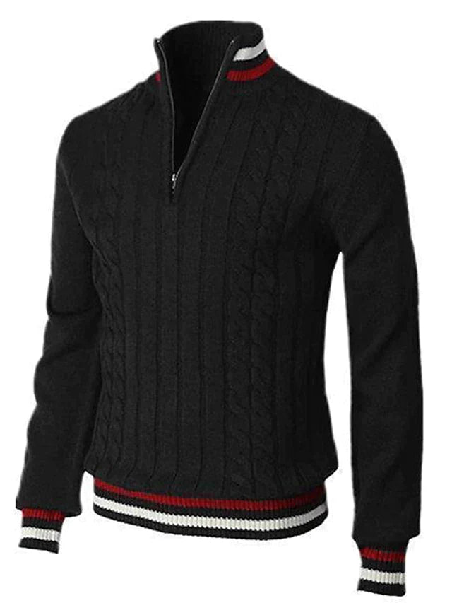 Variant image for Pull Homme Zippé Tricot Doux Élégant-17