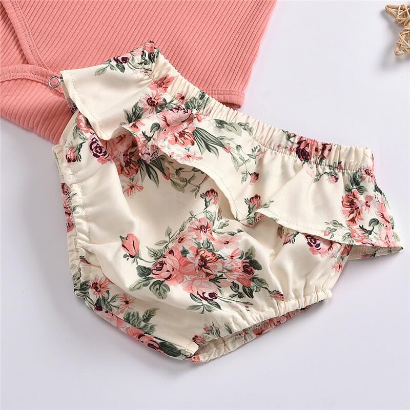 Ruffled Ensemble short à fleurs côtelées