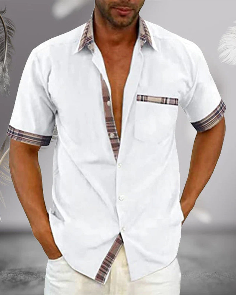 Chemise Homme Manche Courte Élégante en Tissu Respirant 2