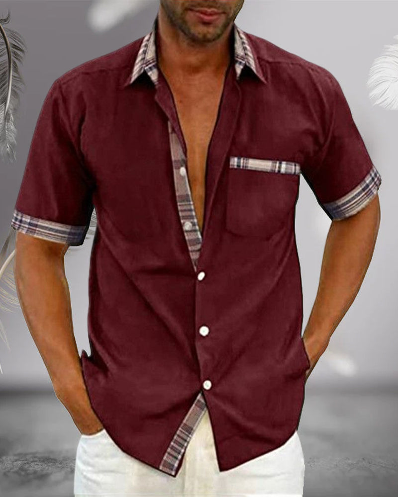 Variant image for Chemise Homme Manche Courte Élégante en Tissu Respirant-50