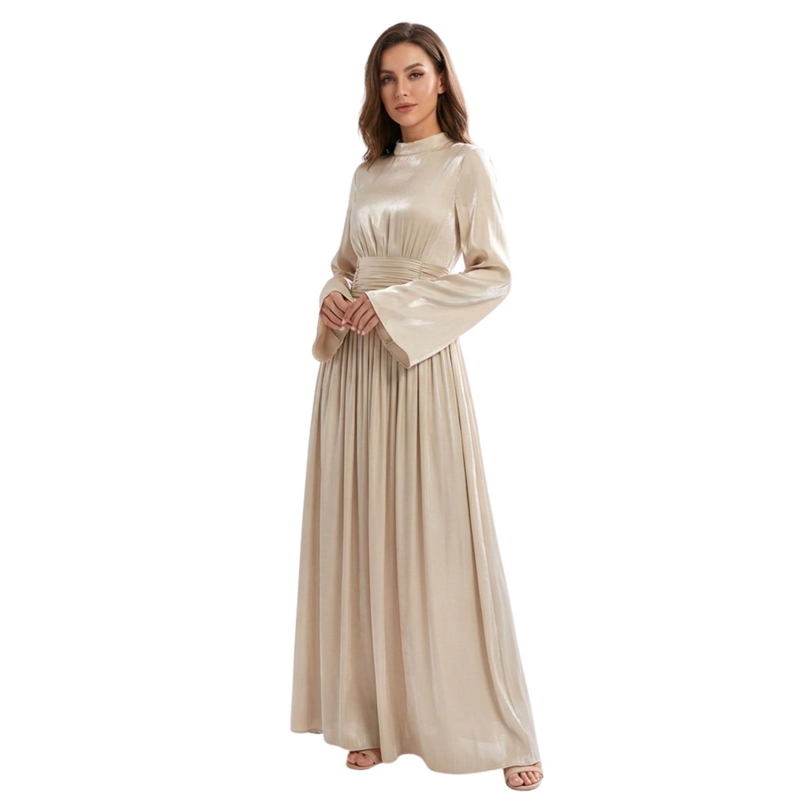 Robe Longue Élégante avec Col Montant