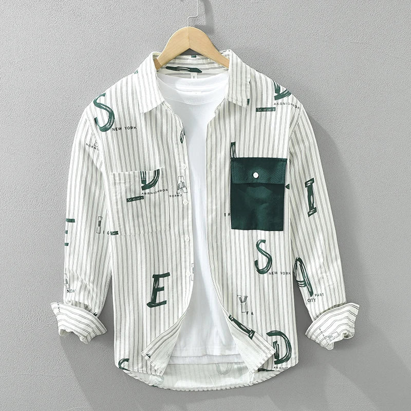 Chemise Homme Décontractée à Rayures en Coton 1