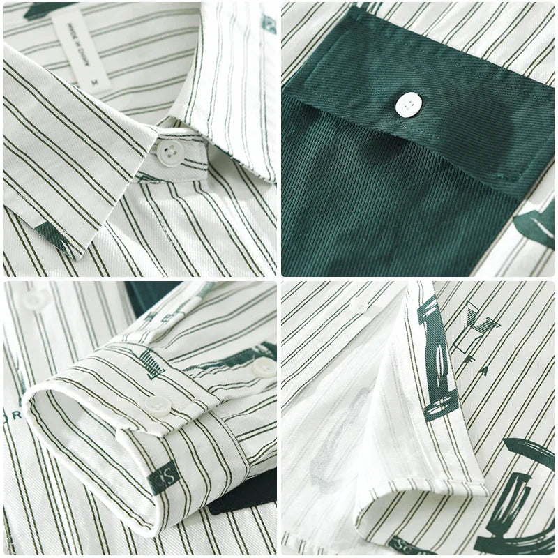 Chemise Homme Décontractée à Rayures en Coton 5