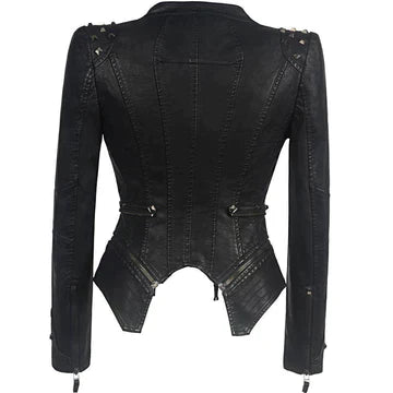 Veste en Cuir Femme Classique Élégante en Cuir Véritable-4