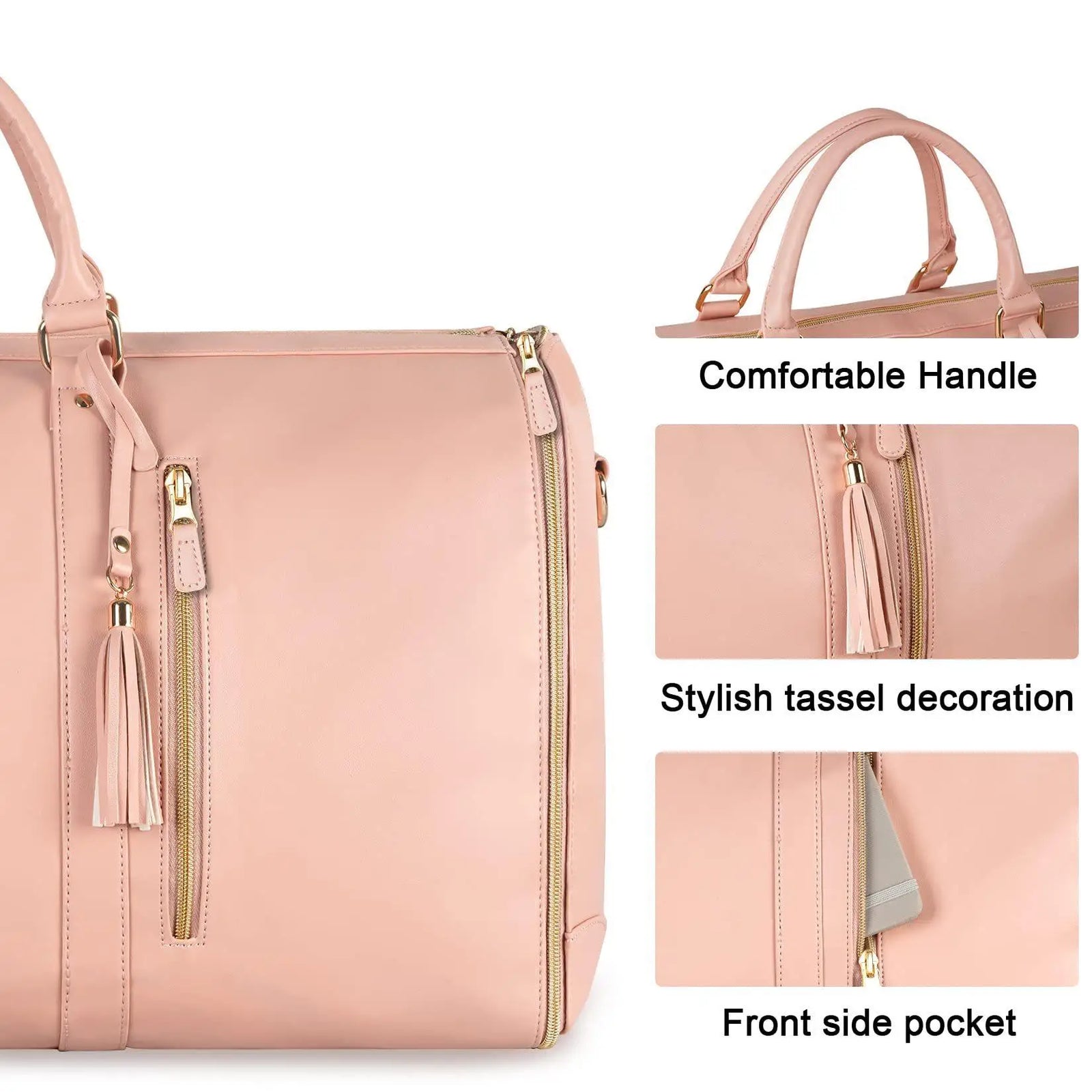 Sac de Voyage Femme Noir Pliable Cuir PU Pratique-2
