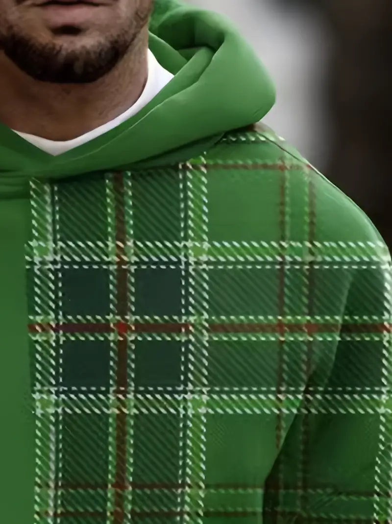 Sweat à Capuche Homme à Carreaux Décontracté 100% Coton-3
