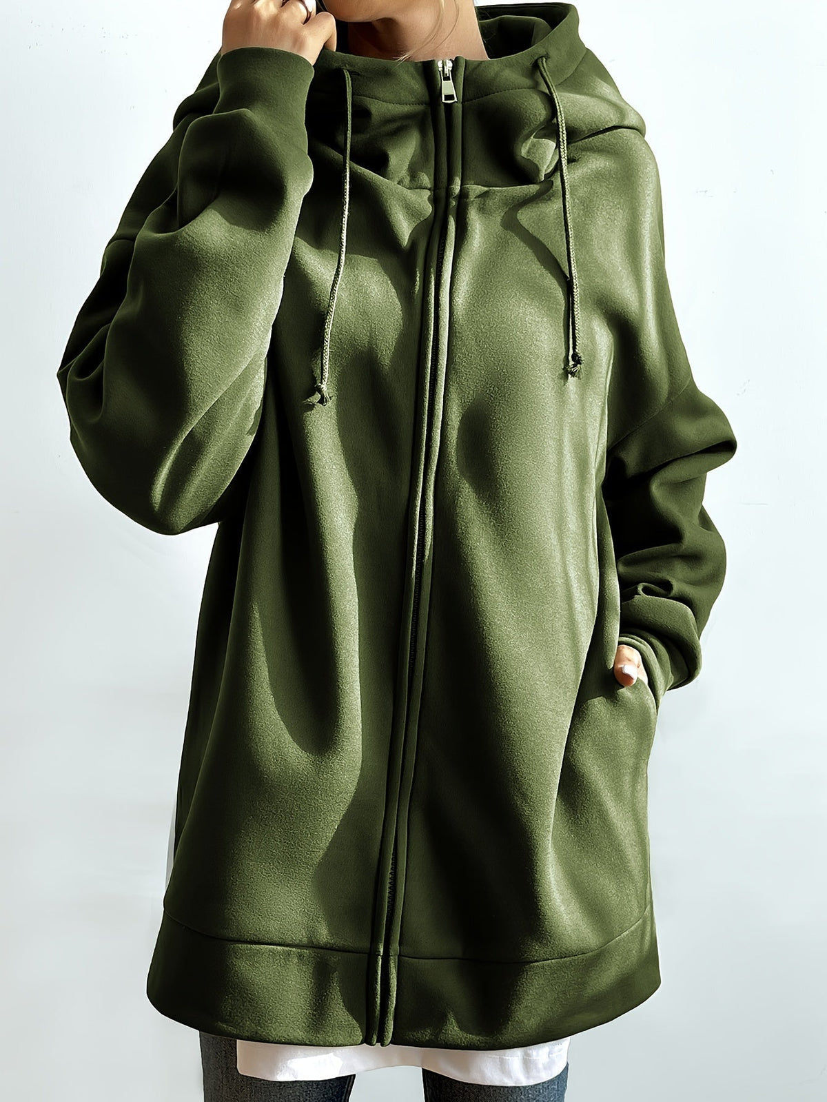 Variant image for Sweat à Capuche Femme Décontracté avec Fermeture Éclair en Coton-9