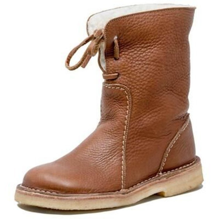 Bottes d'Hiver Femme Imperméables en Cuir