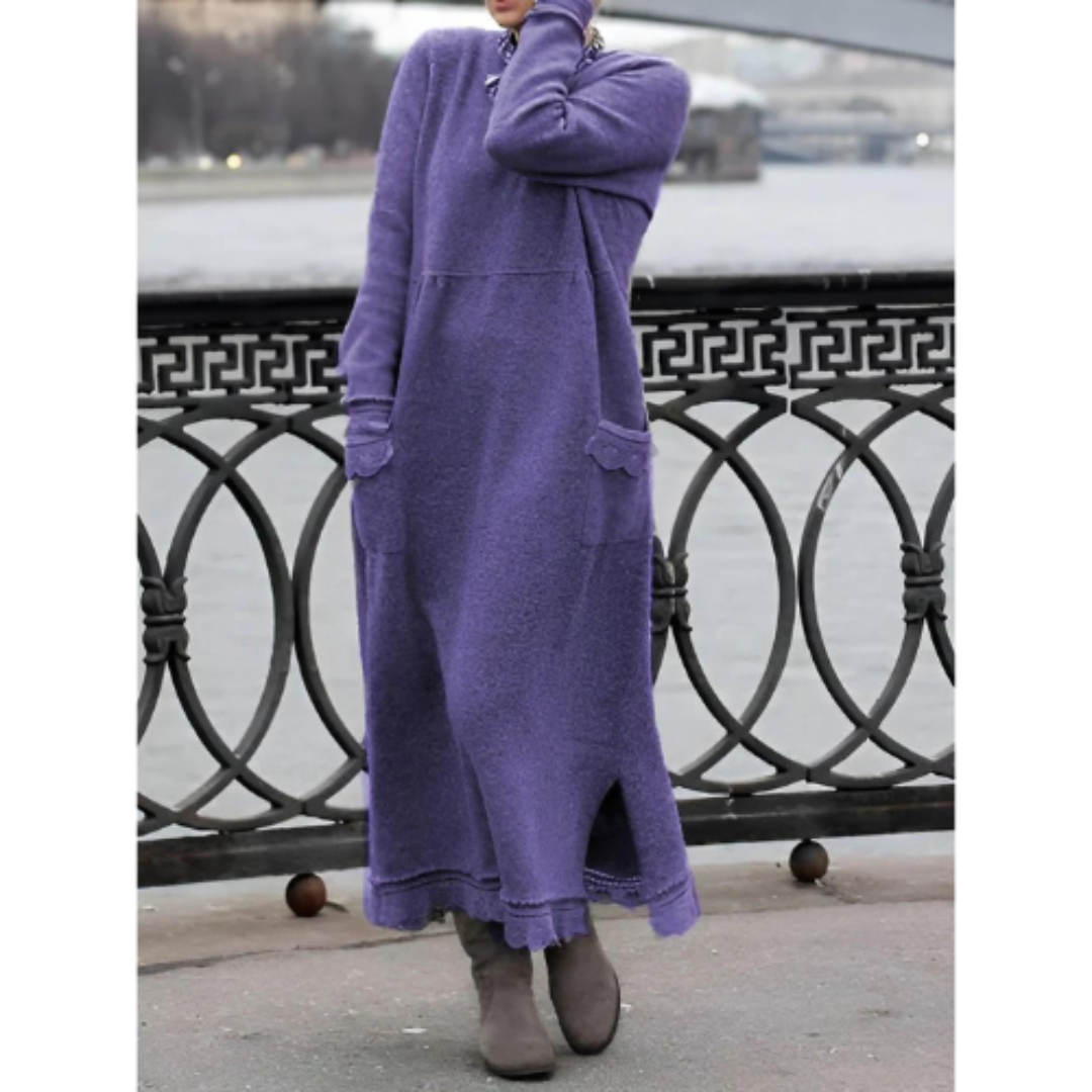 Variant image for Robe Longue Femme Élégante en Tissu Doux Ajustement Décontracté-29