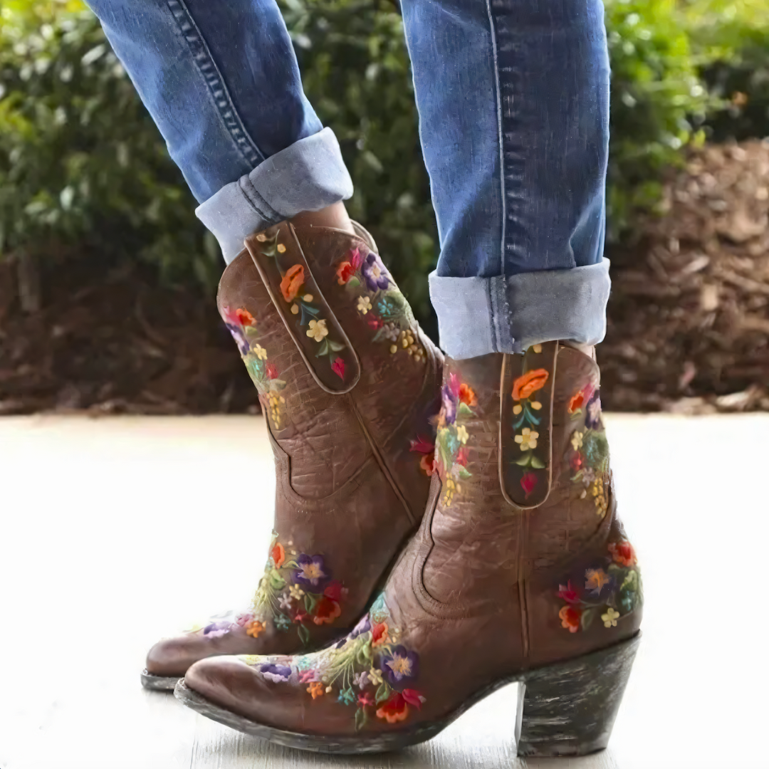 Bottes Hiver Femme Vintage en Cuir Résistant 4