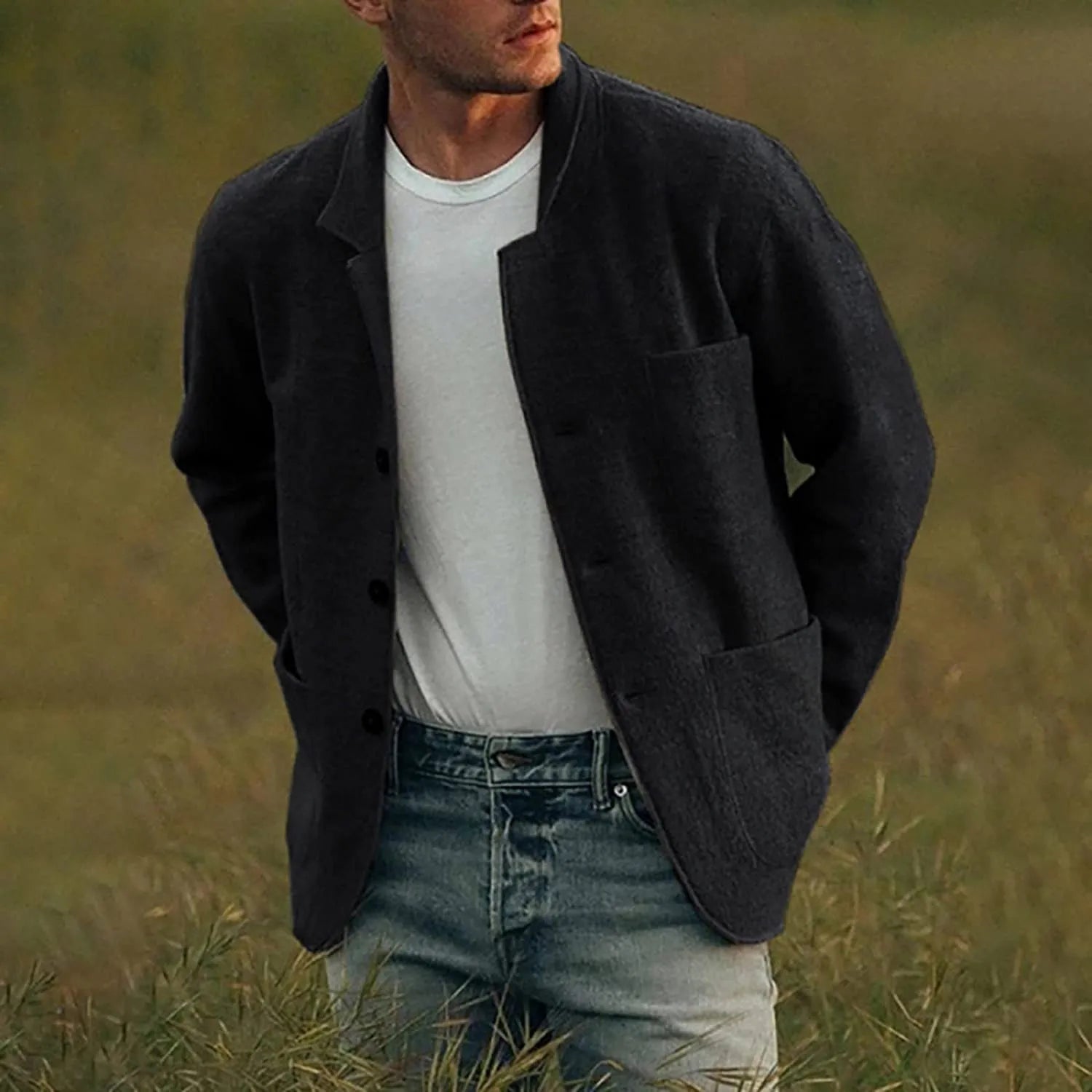 Blazer Homme Décontracté Tissu Polyvalent Ajusté 4