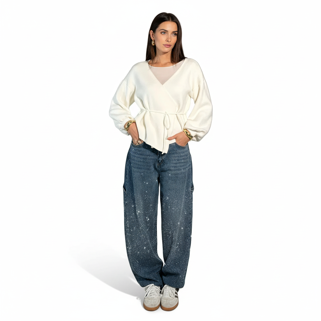 Pantalon à Jambes Larges pour Femme Printanier
