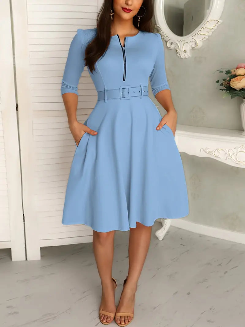 Variant image for Robe Femme Décolleté Circulaire avec Fermeture Éclair en Polyester-9