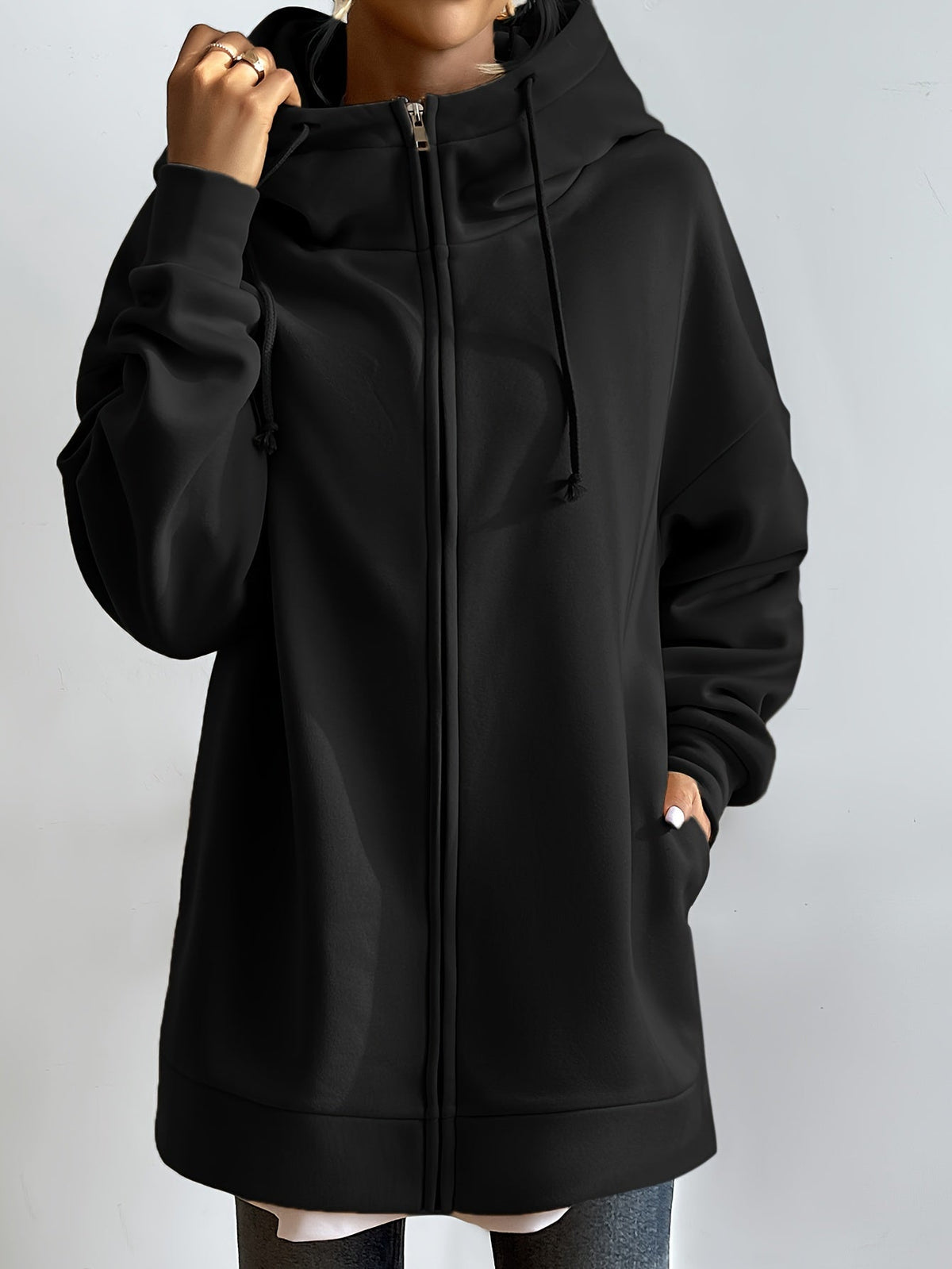 Variant image for Sweat à Capuche Femme Décontracté avec Fermeture Éclair en Coton-1